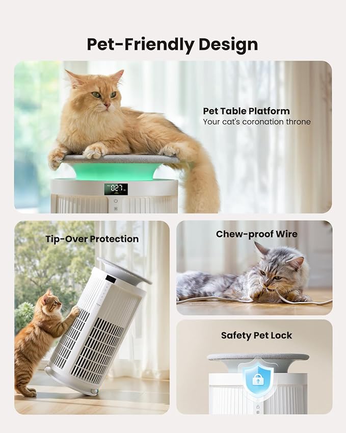 Air Purifiers for Home Large Room up to 2410 ft², Yaber HEPA Air Purifier for Home Pets, Auto Mode PM2.5 VOC Monitor with Lights, APP Smart Air Cleaner for Allergies Pet Hair Odor Pollen Smoke Dust