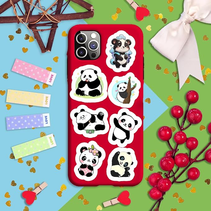 100Pcs Panda Stickers for Water Bottle and Laptop - Panda Party Supplies & Decorations, Waterproof Vinyl Decals, Cute Animal and Bear Stickers, Gifts for Women & Men