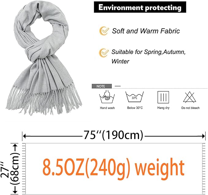 RIIQIICHY Women's Scarf Pashmina Shawls and Wraps for Evening Dress Bridesmaid Wedding Bridal Winter Warm Long Large Scarves
