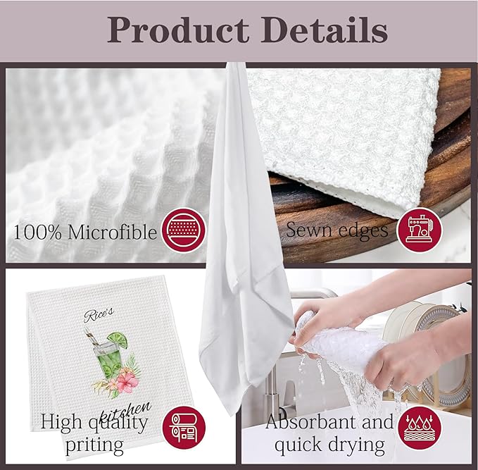 ubmpj Personalized Kitchen Towel Custom Waffle Weave Towel Gift for Housewarming Wedding Friend Birthday
