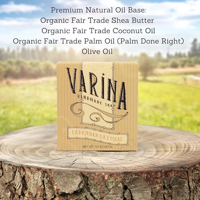 Organic Lavender Oatmeal Bar Soap - Gentle Cleansing for Sensitive Skin, Herbal - 3 Pack