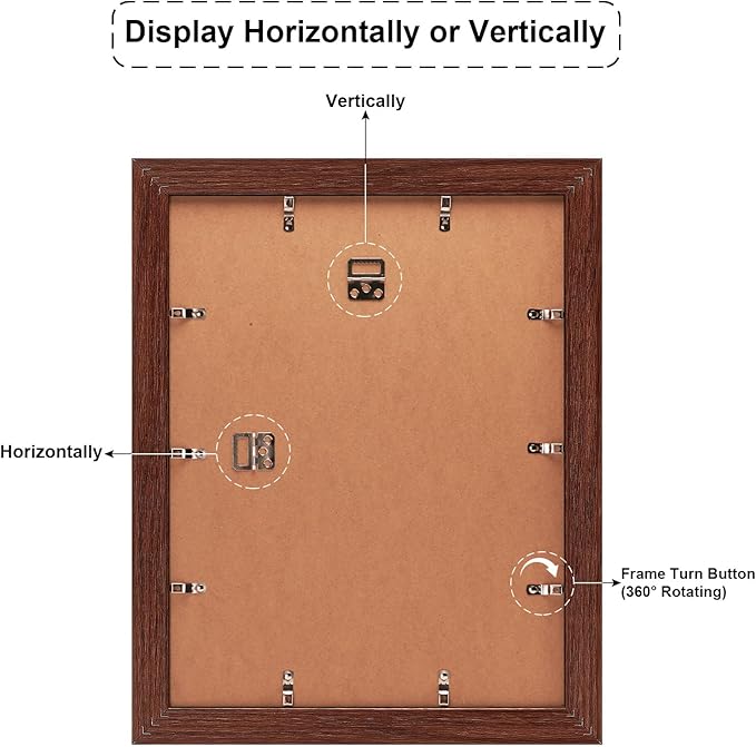 13x17 Picture Frame Display 8 opening 4X6 Picture Frame Collage,Multi Photo Frame with Mat,Plexiglass,Wall or Tabletop Decor,Walnut Wood Grain