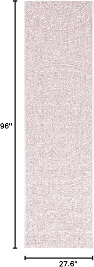SAFAVIEH Courtyard Collection 2'3" x 8' Ivory/Soft Pink CY8734 Indoor/ Outdoor Waterproof Easy Cleaning Patio Backyard Mudroom Runner Rug