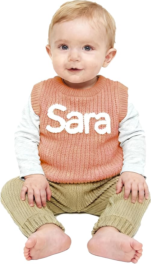 Personalized Knit Baby Boy Girl Sweater with Name Custom Pullover Sweatshirt Custom Baby Gifts