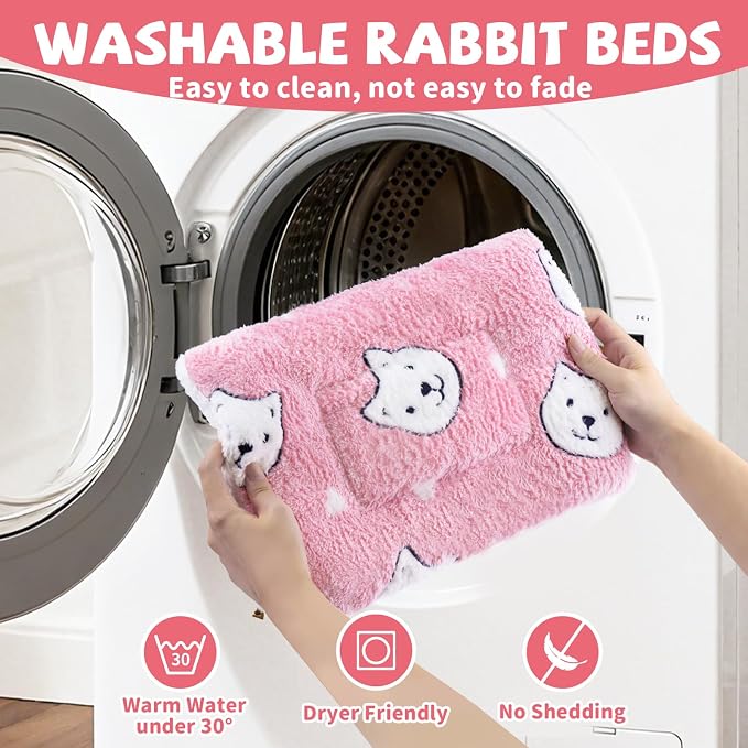 4 Pcs Guinea Pig Bed, Washable Rabbit Bunny Bed Mat Warm Small Animal Bed Pad Guinea Pig Pillow Pet Bed Mat for Chinchilla Hedgehog Ferret