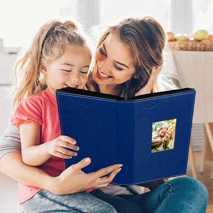 Ywlake Photo Album 4x6 300 Pockets, Leather Photo Albums Holds 300 Horizontal Only Pictures Blue