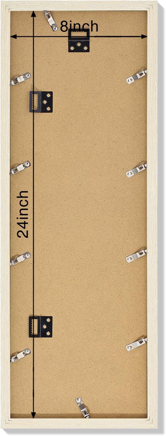 Vittanly 8x24 Collage Picture Frame, Displays 5Pcs 4x6 Pictures with Mat or 1Pcs 8x24 without Mat, Picture Frames Collage Wall Decor for Horizontal or Vertical Display, Cornsilk, 1 Pack
