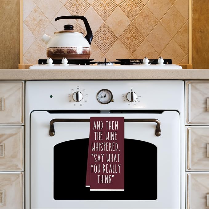 Funny Wine Kitchen Towels,Funny Decorative Waffle Weave Hand Towels,Wine Lovers Gifts for Women,16 X 24