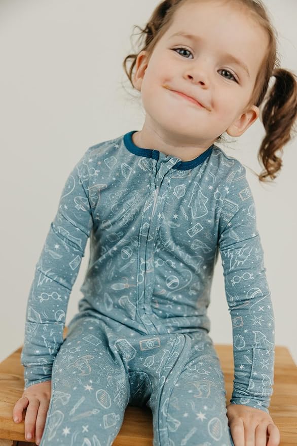 Copper Pearl Hogwarts Zip-Up Footie Baby Pajamas: Ultra-Soft Boys & Girls Pajamas, Premium Knit Fabric in Stylish Prints, Tag-Free with Two-Way Zipper, Newborn to 24 Months