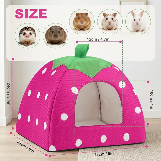 Guinea Pig Bed Rabbit Hideout Warm Fleece Cuddle Cup Washable Sleeping House for Small Animals Pet/Ferret/Chinchilla/Bunny (Pink)
