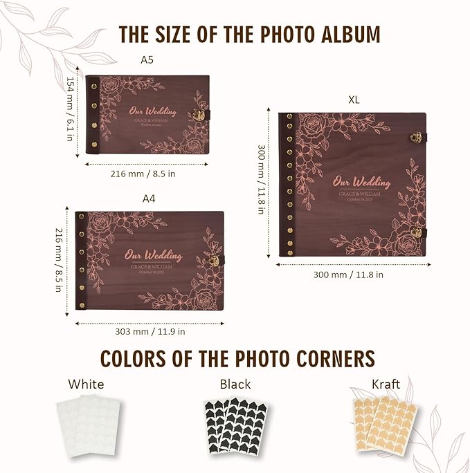 Personalized Wedding Scrapbook Album, Photo Album for Couples Handmade, Custom Wedding Guest Book Anniversary Keepsake Gifts