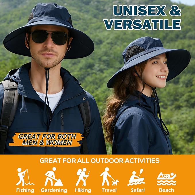 EINSKEY Wide Brim Sun Hat, UPF 50+ UV Protection Waterproof Packable Bucket Hat for Men & Women, Fishing Hiking Beach Garden