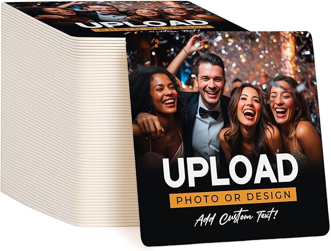 60 Pack Personalized Drink Coasters, Custom Cardboard Coasters with Photo and Text, Design Your Own Coaster for Events, Parties, Bars, and Unique Gifts, 3.95" Round, Design 7