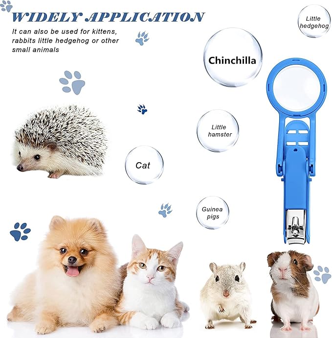 2 Pack Hamster Nail Clippers with Magnifying Glass Stainless Steel Claw Toenail Trimmer for Hedgehog Rabbit Guinea Pig Ferret Hamsters Chinchilla Pet Grooming Supplies (2 Pack (Blue+Green))