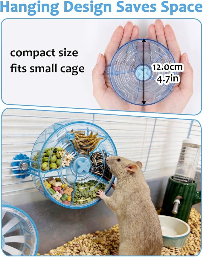 Rotating Rat Foraging Toy, Boosts Mental & Digestive Health | Interactive Slow Feeder with 5 Compartments & 2 Openings, Hanging Rat Enrichment Toy, Sturdy Rodent Toy Safe Cage Accessory