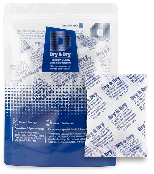 Dry & Dry Silica Gel Packets Desiccants - Rechargeable Silica Gel Packs, Desiccants Packets - 10 Packets (50 Gram)