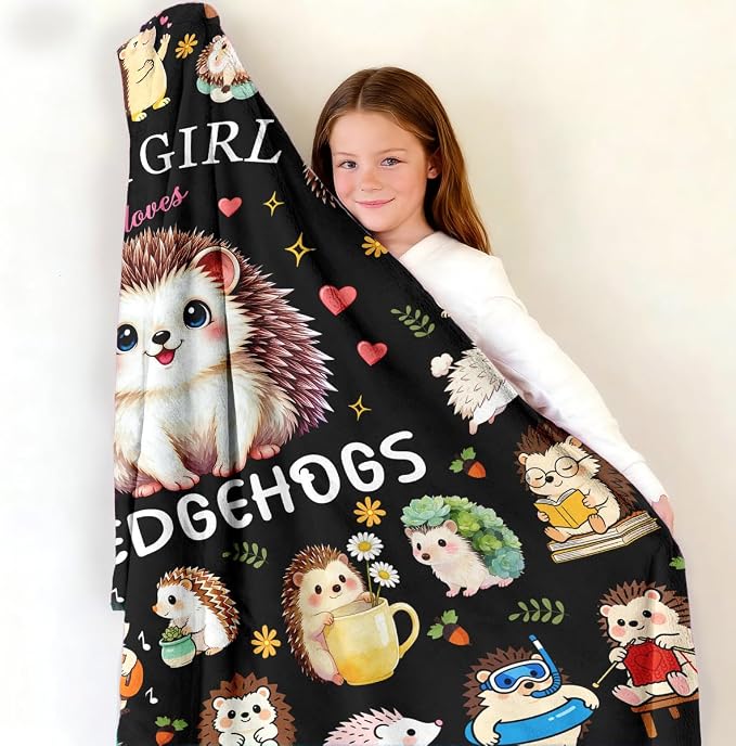 Hedgehog Blanket Gifts Soft Flannel Hedgehog Throw Blanket Room Decor Hedgehogs Accessories Merch Stuff for Girl Women 50"X40"