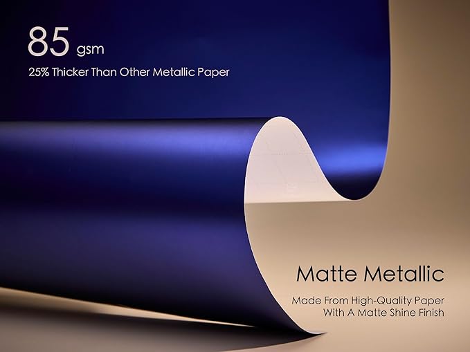 Vitalizart Blue Matte Metallic Wrapping Paper Set 30" With Silk Satin Ribbon & Gift Tags Christmas Gift Wrapping Birthday Baby Shower Wedding Bouquets Handmade Crafts 197"(16.4 Ft) Blue Ribbon