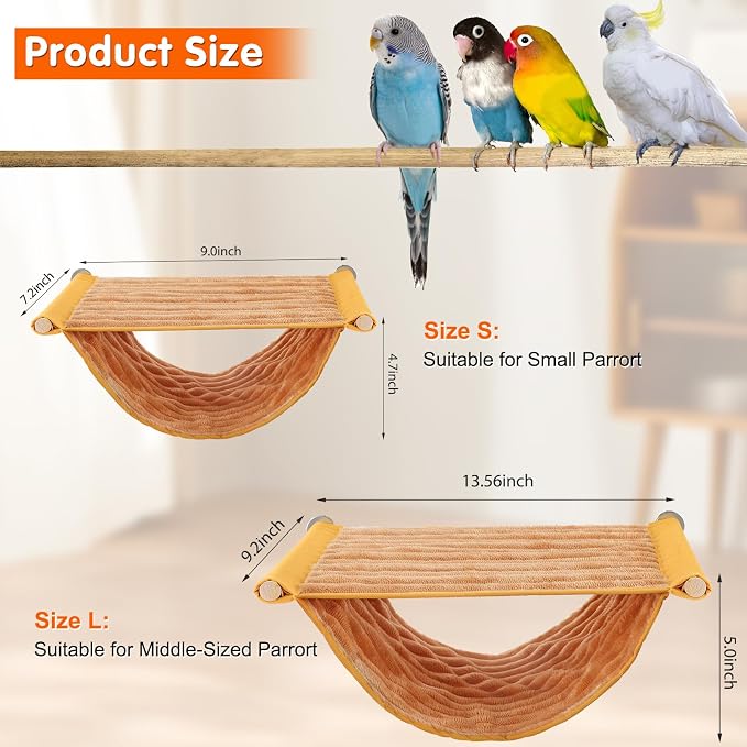 BWOGUE Bird Nest Bed Hanging Hammock, Parakeet Bed for Cage, Cockatiel Bed | Warm Fleece Snuggle Hut, Double-Layer Comfort, Wooden Perch Setup, Washable Hammock