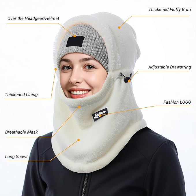 Balaclava Ski Mask for Women Winter Fleece Windproof Face Mask Neck Warmer Scarf Helmet Hood Outdoor