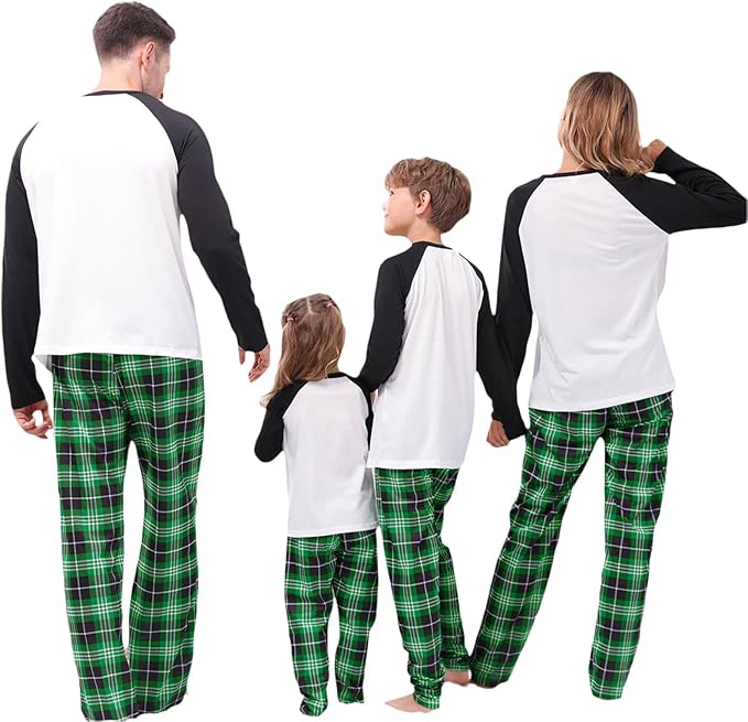 Christmas Family Pajamas Set Matching Holiday Plaid Sleepwear Set Reindeer/Tree Print Loungewear for Xmas Eve