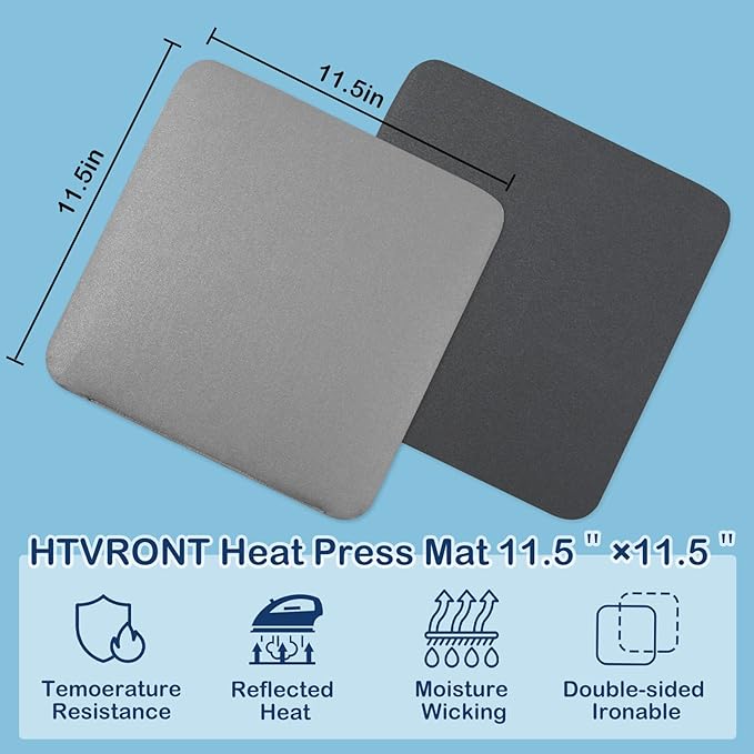 HTVRONT Heat Press Mat Compatible with Cricut Cutting Machine, 11.5"x11.5" Heat Press Pad for Craft Vinyl Ironing Insulation Transfer, Double Sided Applicable Mat