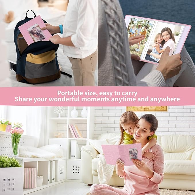 vivinin 2 Pack Photo Album 5x7, Linen Cover Photo Book, Small Photo Album Book for 36 Pockets Hold 72 Pictures, Picture Book for Photos Family Anniversaries Baby Vacations (Pink)