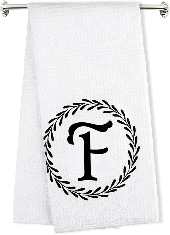 Monogrammed Hand Towels Name Ini-tial Letter F Kitchen Towels,Personalized Gifts for Women Wife Mom,Monogram Dish Towel Decorative Tea Towel 17x23 Inch,for Kitchen Bathroom