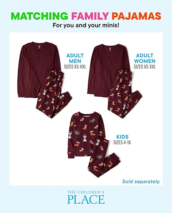 The Children’s Place Family Matching, Christmas and Holiday Pajama Sets, Cotton