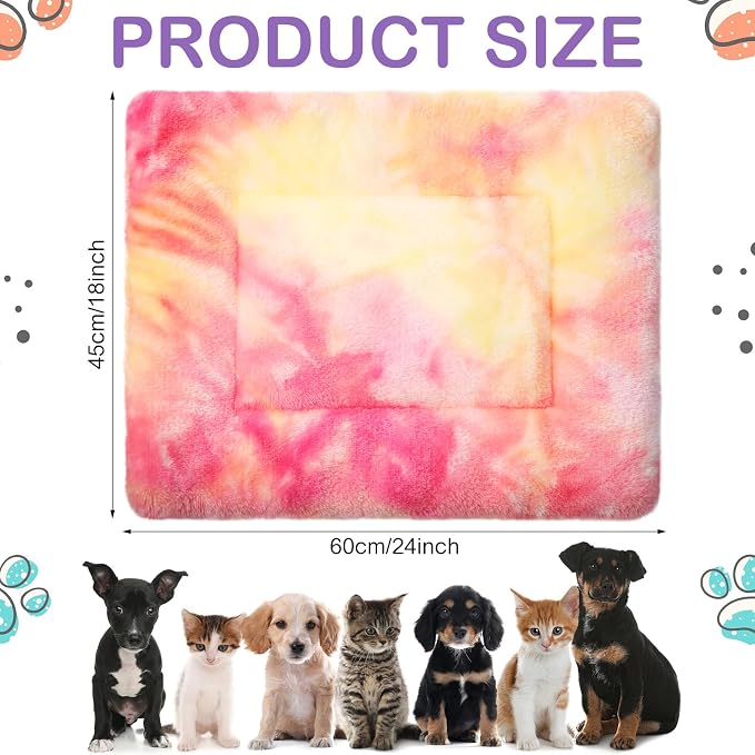 Haull 4 Pcs Waterproof Guinea Pig Bedding Soft Dog Cat Bed Crate Mat Small Animal Plush Cage Liners Rabbit Bunny Kennel Pad Reversible Cozy Pee Thickened Hamster Pad(Tie Dyed,18 x 24 Inch)