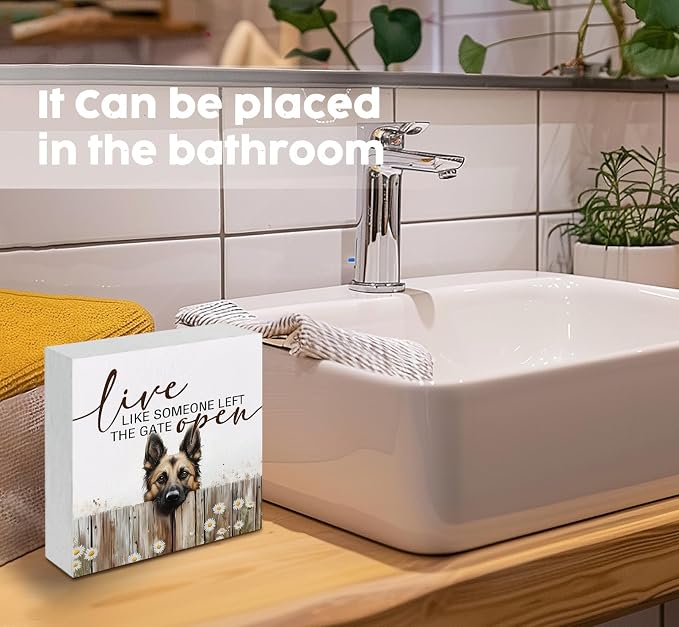 Live like Someone Left the Gate Open Belgian Malinois Wooden Signs,Farm Cottagecore Animal Office Kitchen Bedroom Decor,Rustic Farmhouse Home Decor Signs,Belgian Malinois Gifts for Women