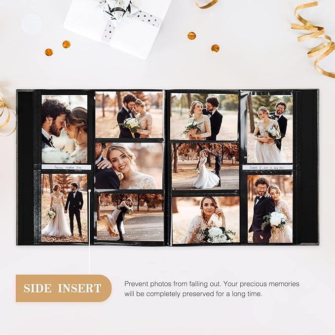 potricher Photo Album for 4x6 1000 Photos Linen Cover Extra Large Capacity Picture Book for Family Wedding Anniversary and Baby (Black)