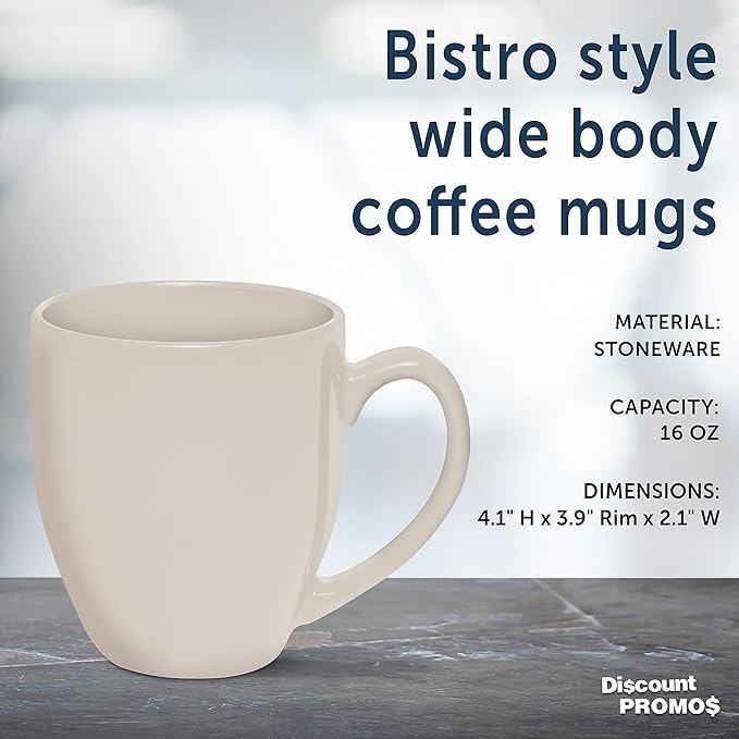 DISCOUNT PROMOS Large Coffee Cups 16 oz. Set of 10, Bulk Pack - Perfect for Tea, Espresso, Cappuccino, Hot Cocoa - Grey