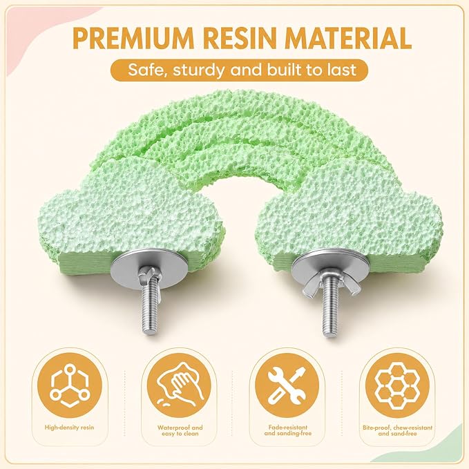 Novabright 3 Pack Bird Beak Grinding Stone Cloud Shaped Bird Perch 6.1 x 2.9 Inch Washable Birds Cage Accessories Parakeet Perches Replacement of Natural Wood Perches for Budgies Cockatiels Conures