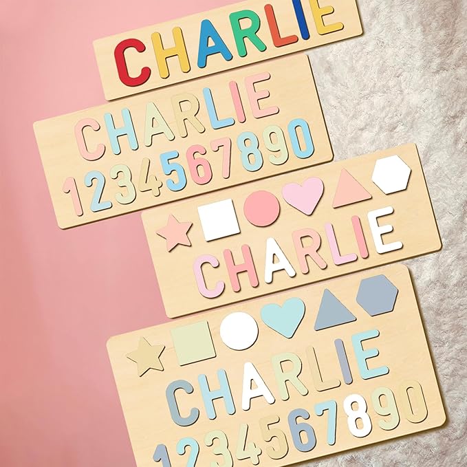 Name Puzzle Baby Gifts for Girl Boy, Todder Toy for Montessori Learning, 1 Year Old Baby Gift for Christmas Birthday