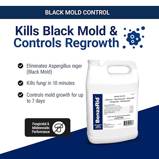 Pro Mold Killer Fungicide Disinfectant including Aspergillus Niger (Black Mold) H5N1 Pack | Multi-Purpose Fungicide, Mildewstat, Disinfectant, Virucide | EPA Reg. 1 Gal + 32 oz.