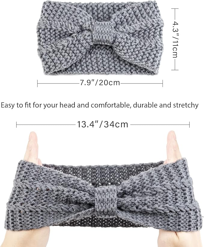 DRESHOW Winter Knit Chunky Headbands for Women Crochet Turban Knitted Ear Warmer Fashion Head Wrap 6 Pack