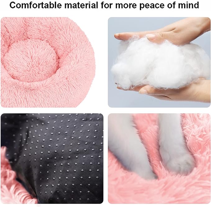 Cat Beds for Indoor Cats,20 Inch Dog Bed for Small Melium Large Dogs, Washable-Round Pet Bed for Puppy and Kitten with Slip-Resistant Bottom