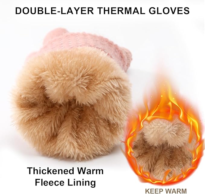 Trifabricy Winter Gloves for Women, Warm Fleece Lined Womens Gloves, Knit Glove for Women, Touchscreen Glove for Cold Weather
