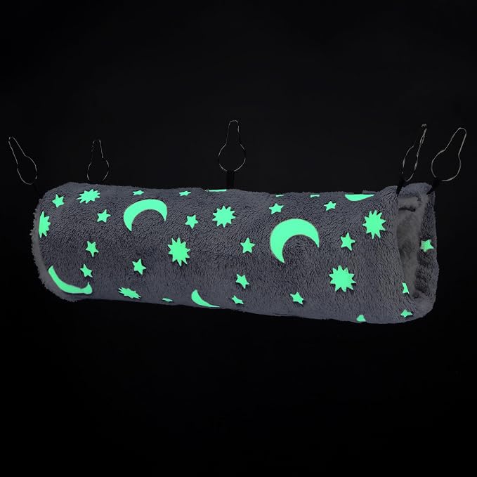 Noctilucent Luminous Grey Guinea Pig Rat Hammock Bunkbed Hanging Tunnel | Hanging Soft Bed Mat for Ferret Hedgehog Squirrel Hideout Cage Accessories (Tunnel and Bunkbed Hammock)