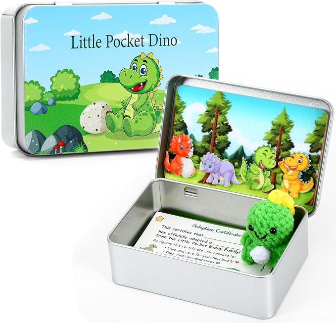 Little Pocket Dino, Cute Dinosaur Desk Companion Gift & Keepsake | Perfect giftable dinosaur companion for birthdays, holidays, and everyday surprise moments.