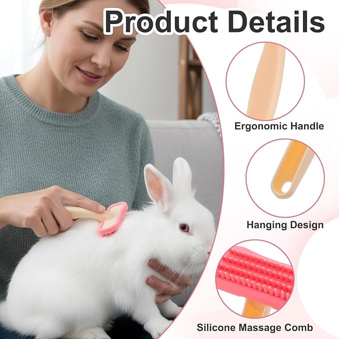 2Pcs Rabbit Brush, Bunny Brush for Grooming, Rabbit Grooming Brushes Kit for Small Pets, Cats, Dogs, Kittens