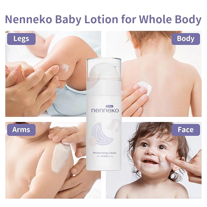 NENNEKO Baby Moisturizing Lotion – Daily Hydration for Dry & Sensitive Skin, Organic Baby Cream with Nourishing Formula, Fragrance-Free & Non-Comedogenic, Gentle & Safe for Newborns