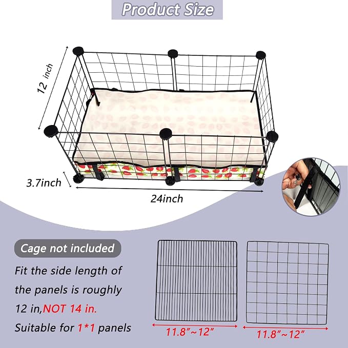 Guinea Pig Cage Liner，Washable Waterproof Oxford Cloth Cage Liners for Small Animals,Hamster Chinchilla Hedgehog Rabbit and Other Small Animals Not Include Cage(12x24 inches)