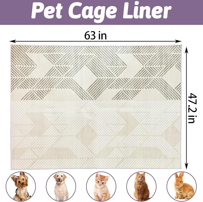 VCEPJH Extra Large Rabbit Cage Liner Reusable 63 inch Washable Bunny Floor Mat Soft Animal Bedding Cage Flooring Pads Non-Slip Pet Rug for Indoor Dogs Puppy Cats Totoro Ferret