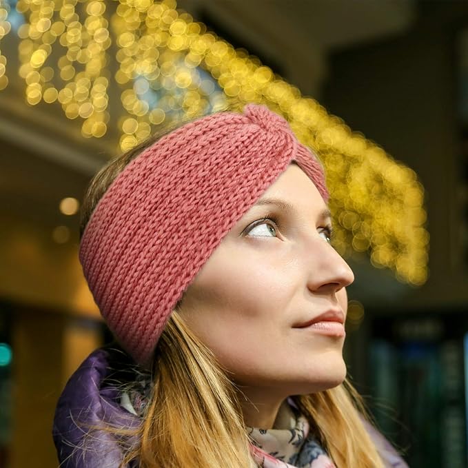 DRESHOW Winter Knit Chunky Headbands for Women Crochet Turban Knitted Ear Warmer Fashion Head Wrap 6 Pack