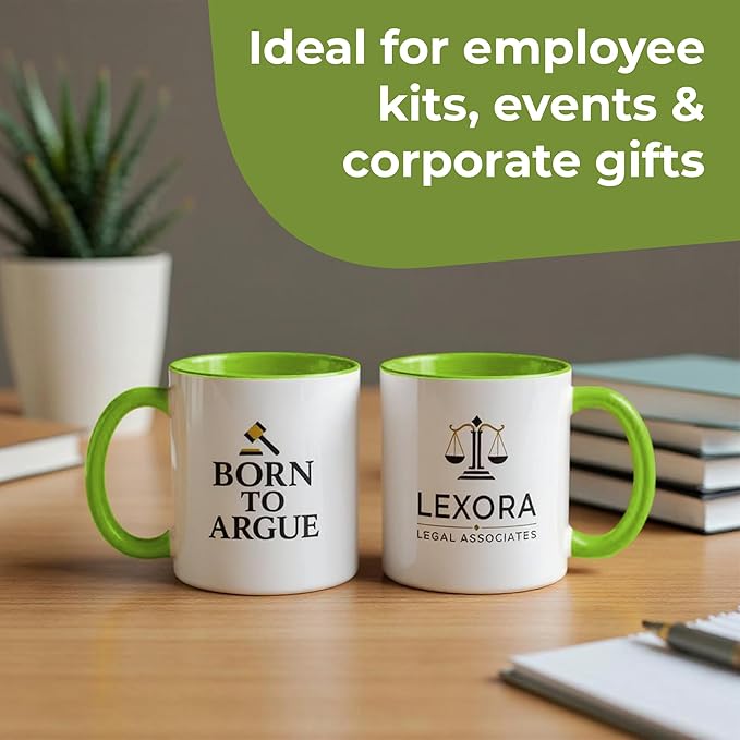 Personalized Mug, Custom Ceramic Mug with Photo and Text, 11oz, Pack of 100, Glossy Coffee Cup, Perfect for Christmas, Secret Santa or as Holiday Gift for Family or Friends, White/Green