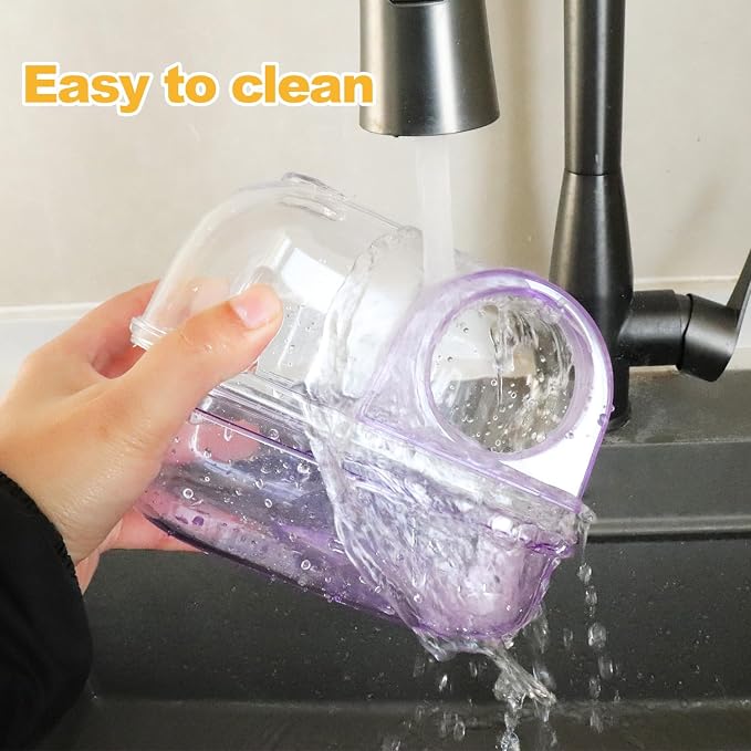 Polaroid-Style Hamster Sand Bath Container, Crystal Clear Acrylic Digging Box for Syrian Hamster & Dwarf Hamsters, 2-in-1 Sandbath Box & Hideout with Scoop (Purple)