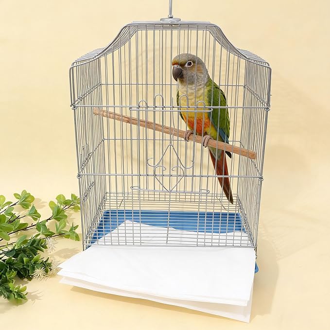 100 Sheets Bird Cage Liner Papers, Disposable Bird Cage Paper Liners, Cuttable Pet Animal Cages Cushion, Precut Absorbent Bird Paper for Bird Parrot Small Animal, 6.7 x 10.2''