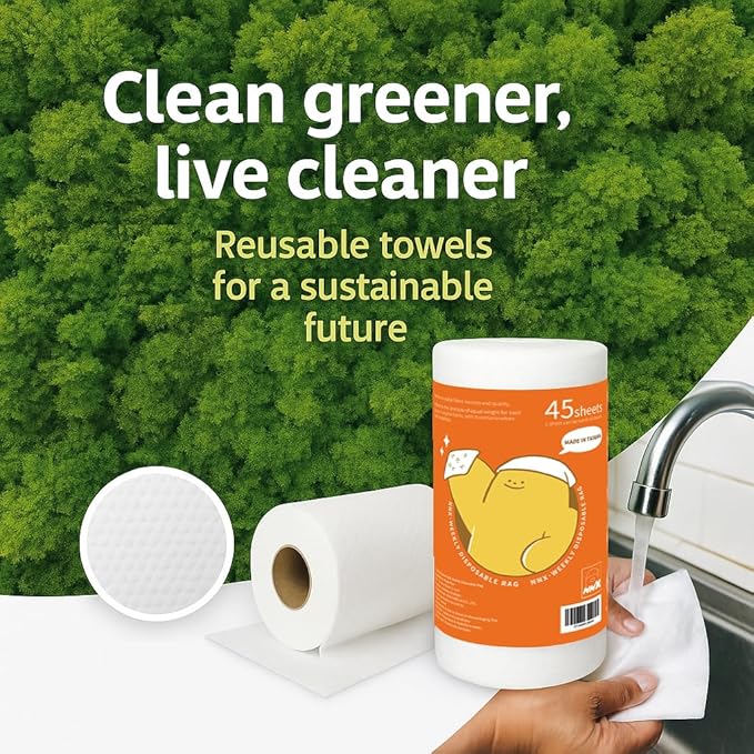 NNX Reusable Paper Towels 45 Count – Washable Quick Dry Plant-Based Fiber Kitchen Cleaning Cloths, OEKO-TEX Certified for Safety, Heavy Duty Multi-Purpose Rags